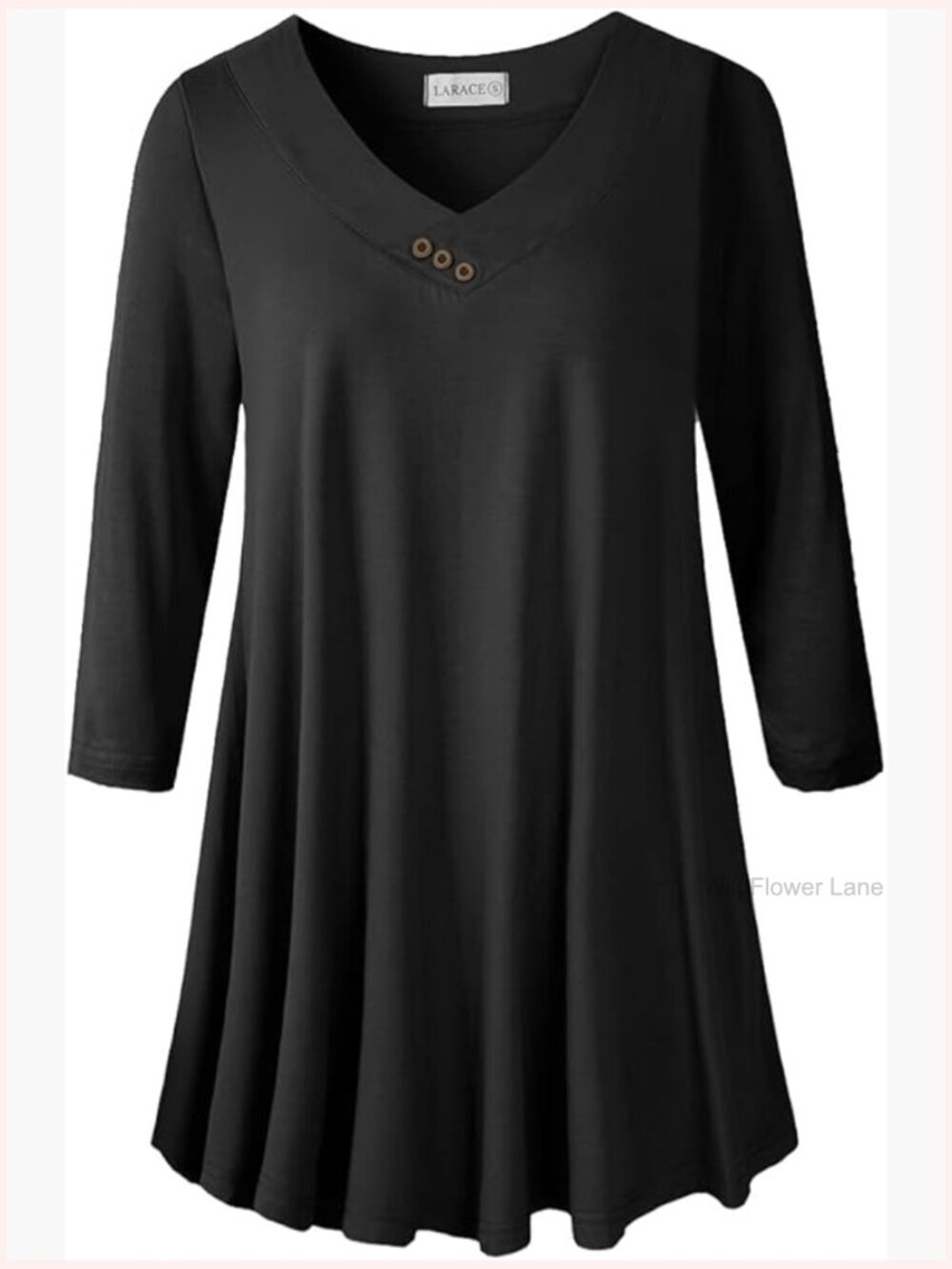 Plus Size Tunic Top 3/4 Sleeve V Neck Loose Basic Tee